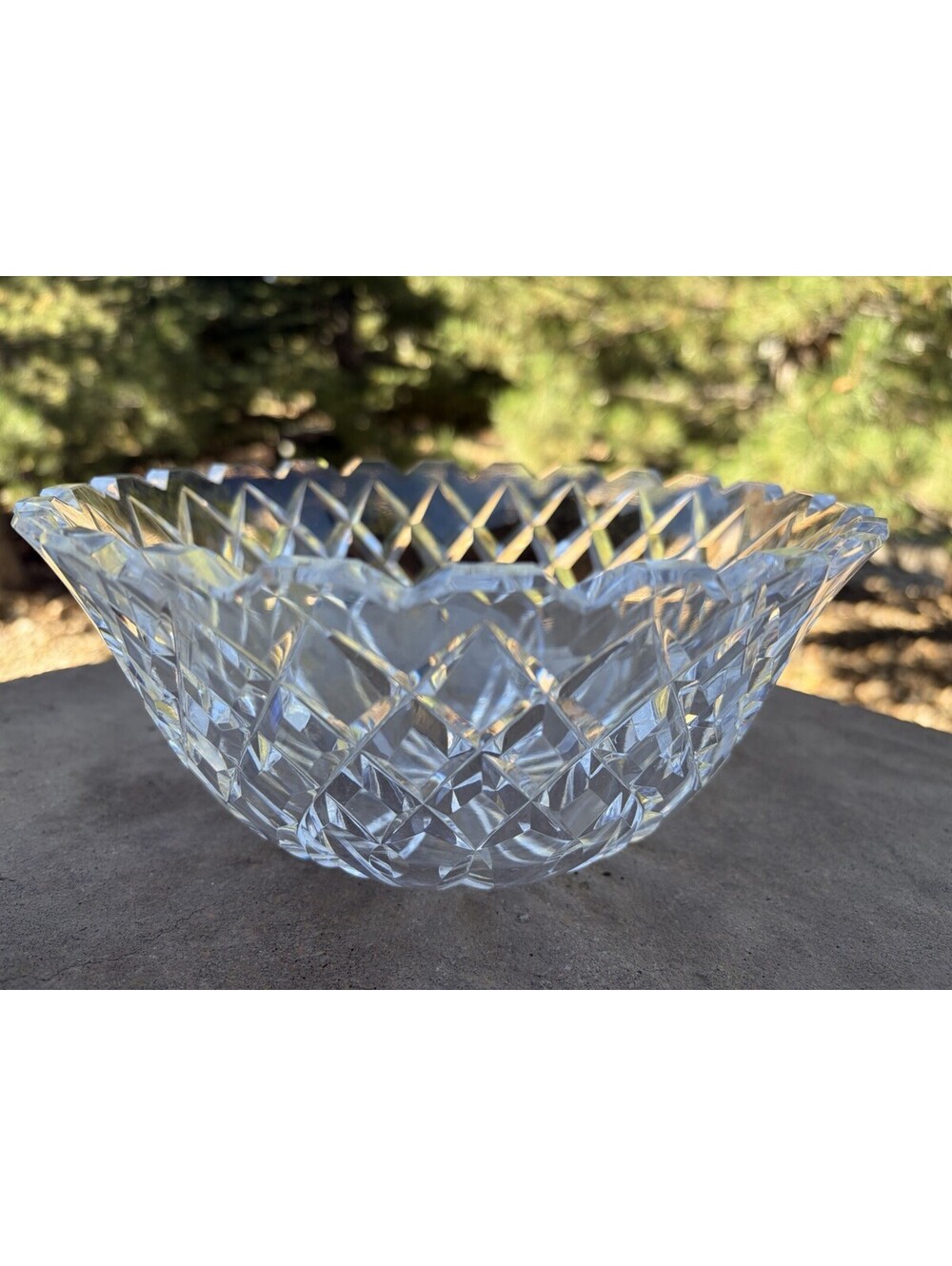 Rare Vintage Floral Pattern Signed WATERFORD CRYSTAL BOWL Centerpiece IRELAND